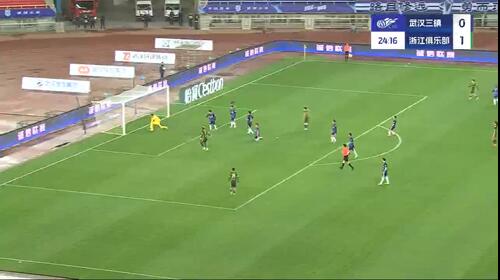 半场-三镇0-4浙江 王钰栋造乌龙+处子球布彭扎双响邵璞亮失误送礼